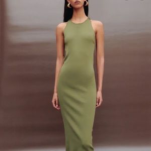 Zara green Knit midi dress xs